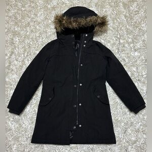 GAP Black Kids Coat with Faux Fur Trim